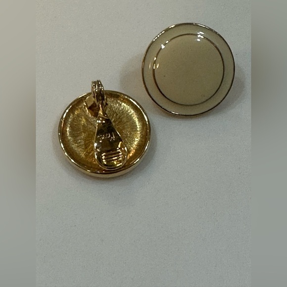 Monet Gold and Cream Earrings & 16”L Disc Necklace - Picture 6 of 9